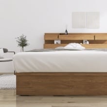 極上の眠り  フランスベッド 照明・棚付きモダンデザイン 引出し収納ベッド チェリー (セミダブル)