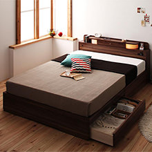 豊富な機能で快適ベッドライフ 照明・コンセント付き収納ベッド(セミダブル)