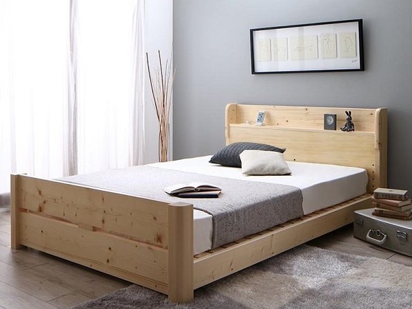 優しい自然の風合い 天然木パイン材 北欧デザインすのこベッド (シングル)
