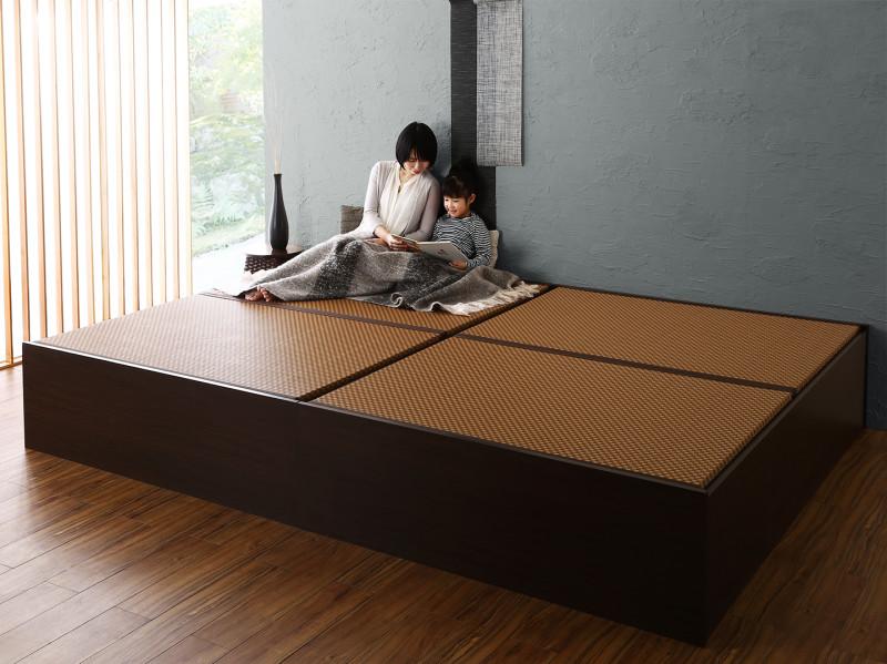 全商品オープニング価格 本家屋日本製 布団が収納できる大容量収納畳連結ベッド 陽葵 ひまり ベッドフレームのみ 洗える畳 ダブル 29cm C4 00 