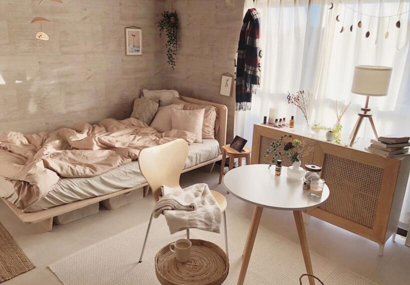 シングルベッド配置例 一人暮らしの6畳部屋を広く見せる方法