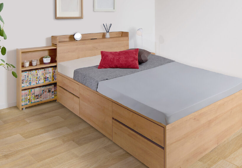 ID：G914113 マット付セミダブルベッド（収納付）