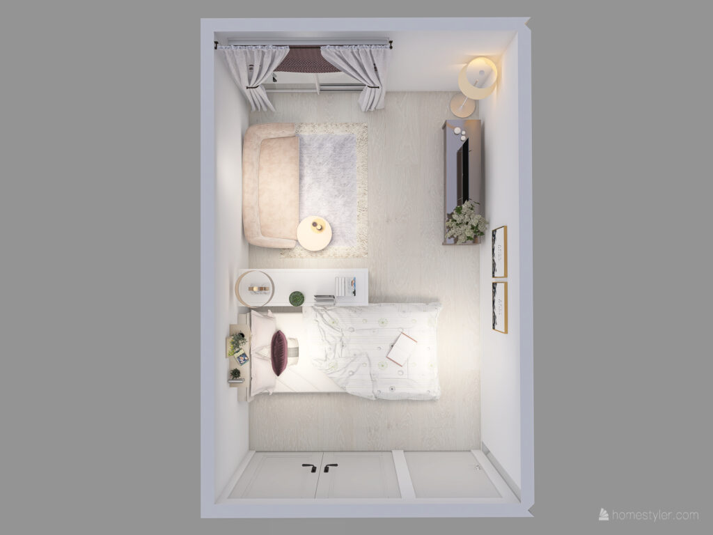 狭いお部屋におすすめ 部屋が広く見えるシングルベッドの配置例