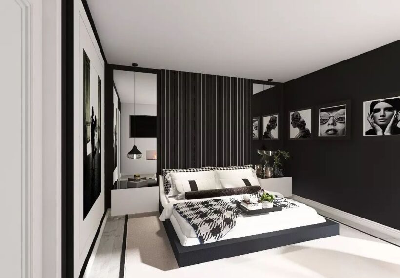 実例 モノトーンインテリアで冴えない寝室を垢抜けさせる