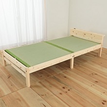 寝台職人 スマホスタンド付き天然木ひのきベッド い草張りタイプ (シングル)