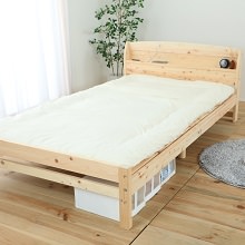 寝台職人 棚コンセント付の国産ひのきベッド (シングル)