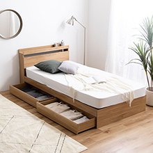 5色から選べるすっきりデザイン 収納付きベッド (ダブル)