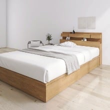 極上の眠り フランスベッド 照明・棚付きモダンデザイン 引出し収納ベッド チェリー (ダブル)