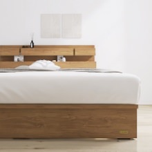 極上の眠り フランスベッド 照明・棚付きモダンデザイン 引出し収納ベッド チェリー(クイーン)