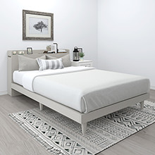 シャビーグレー すのこベッド 通気性良好　シングルベッド 上質な空間を演出する 本棚付すのこベッド シャビーグレー (セミ