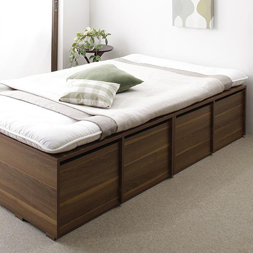 4段のベットの横の引き出し　いいですよ すっきり片付く 大容量収納ベッド 引出し4杯付 (セミダブル)の