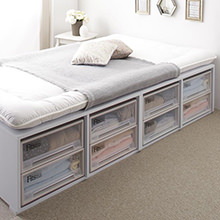 すっきり片付く 大容量収納ベッド 引出し2杯付 (シングル)の詳細