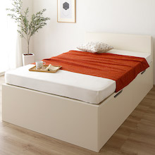 楽々開閉 ヘッドレス 大容量跳ね上げ収納ベッド 横開き (セミダブル)の