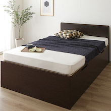 楽々開閉 ヘッドレス 大容量跳ね上げ収納ベッド 横開き (セミダブル)の