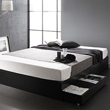 上質なデザイン 引き出し付き ヘッドレス収納ベッド (ダブル)の詳細