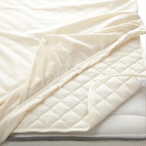 無漂白の安心天然素材 日本製 洗えるベッドパッド・シーツ3点セット