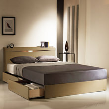 美と機能の融合 フランスベッド製 照明・棚付 引出し収納ベッド (ダブル)