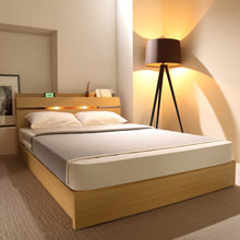 美しさに機能性をプラス フランスベッド製 照明・棚付きベッド (セミダブル)