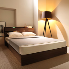 美しさに機能性をプラス フランスベッド製 照明・棚付きベッド (ダブル)