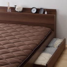 シンプルなのに使えるデザイン 収納ベッド 国産3層敷布団セット (セミダブル)