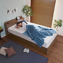 アレンジフリーな収納 棚・コンセント付きチェストベッド (ダブル)