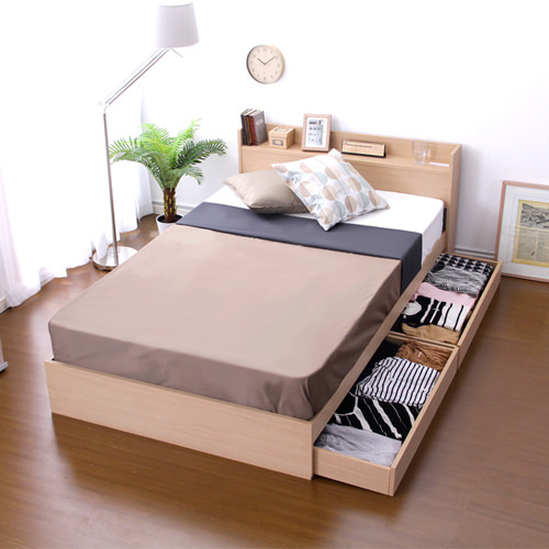 収納するだけでお部屋の快適さがアップ 収納付きデザインベッド (セミダブル)