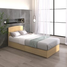 木目調が美しい シンプルデザイン収納ベッド ナチュラル (シングル)