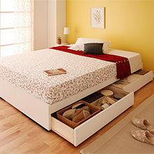 スリムなデザインが狭いお部屋でもピッタリ シンプル収納ベッド(シングルベッド)