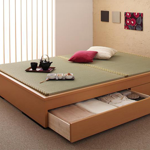 小粋な和の寝室を モダンデザイン畳収納ベッド(セミダブルベッド)