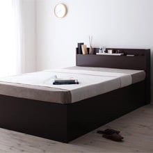 高級感のあるすっきりデザイン 大容量収納庫付きすのこベッド （セミダブル）