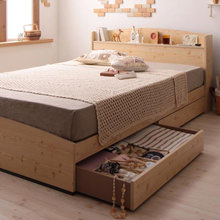 木のぬくもりが心地よい カントリーデザイン収納ベッド (シングル)