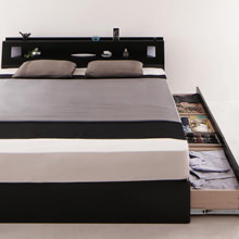 贅沢そして充実した機能は快適な空間を演出 モダンデザイン収納ベッド (キング)