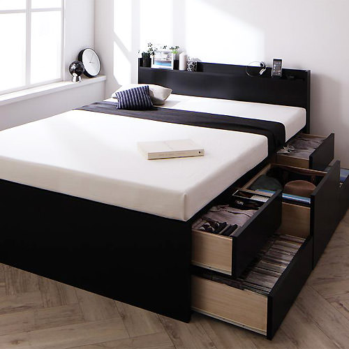 2段重ねの引き出しで収納上手になれる収納付きダブルベッド特集