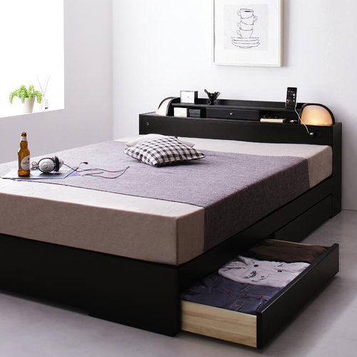 機能満載 棚・ライト・コンセント付き多機能収納ベッド (シングル)の詳細 | 日本最大級のベッド通販ベッドスタイル
