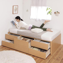 空間の有効活用 日本製ヘッドレス大容量コンパクトチェストベッド 