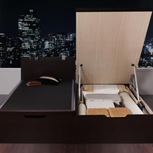伝統と現代の融合 美草・日本製大容量畳跳ね上げベッド (セミダブル)