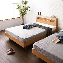 清潔感ある心地良さ 棚・コンセント付デザインすのこベッド (シングル)