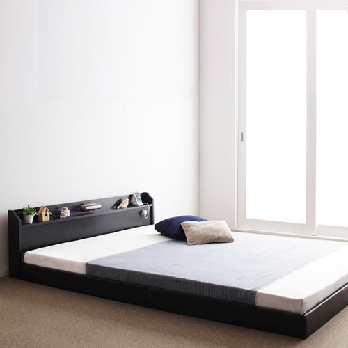 親子でのびのび寝れる 棚・照明・コンセント付ロング丈連結ベッド (ダブル)の詳細 | 日本最大級のベッド通販ベッドスタイル