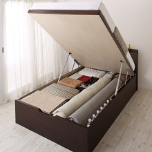 白さ際立つ美しさ 大容量収納跳ね上げベッド 横開きタイプ (シングル 