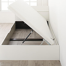 白さ際立つ美しさ 大容量収納跳ね上げベッド  横開きタイプ (セミダブル)