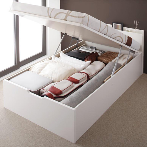 収納力も寝心地も抜群 国産跳ね上げ収納ベッド ホワイト (セミダブル)の詳細 | 日本最大級のベッド通販ベッドスタイル