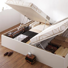 2種類の開閉タイプが選べる ガス圧式大容量収納ベッド(シングルベッド)