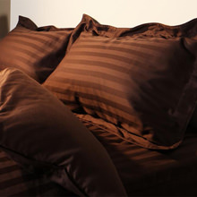 ショート丈ベッド用綿混サテンホテルスタイルストライプカバーリング 枕カバー