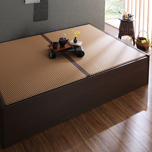 和の癒し空間 日本製・布団が収納できる大容量収納畳連結ベッド (ダブル)
