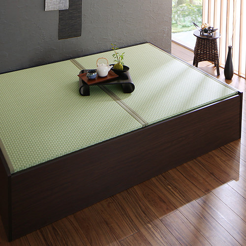 簡単和風スペース 布団が収納できる・美草・小上がり畳連結ベッド (セミダブル)
