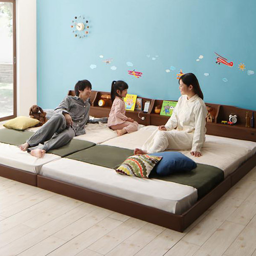 家族が集まる場所 親子で寝られる収納棚・照明付連結ベッド (クイーン)の詳細 | 日本最大級のベッド通販ベッドスタイル