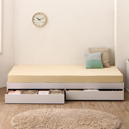 小さいベッドですっきり空間 ショート丈コンパクト収納ベッド (セミシングル)