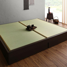 和のくつろぎ 選べる畳の和モダンデザイン畳引出収納付ベッド (ダブル)