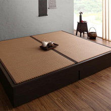 和のくつろぎ 選べる畳の和モダンデザイン畳引出収納付ベッド (クイーン)