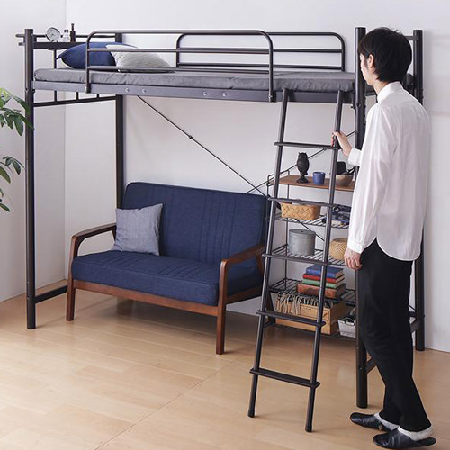 棚・コンセント付シンプルロフトベッド ハイタイプ (シングル)の詳細 | 日本最大級のベッド通販ベッドスタイル